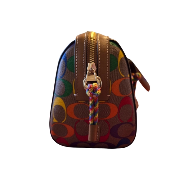 Coach Rowan Rainbow Signature Satchel with removable Crossbody Strap - Picture 5 of 16